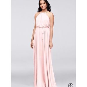 David’s Bridal blush bridesmaid dress